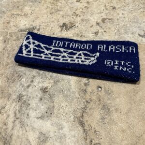 Vintage Knit Head Ear Warmer Iditarod Alaska Blue White Mens Women’s